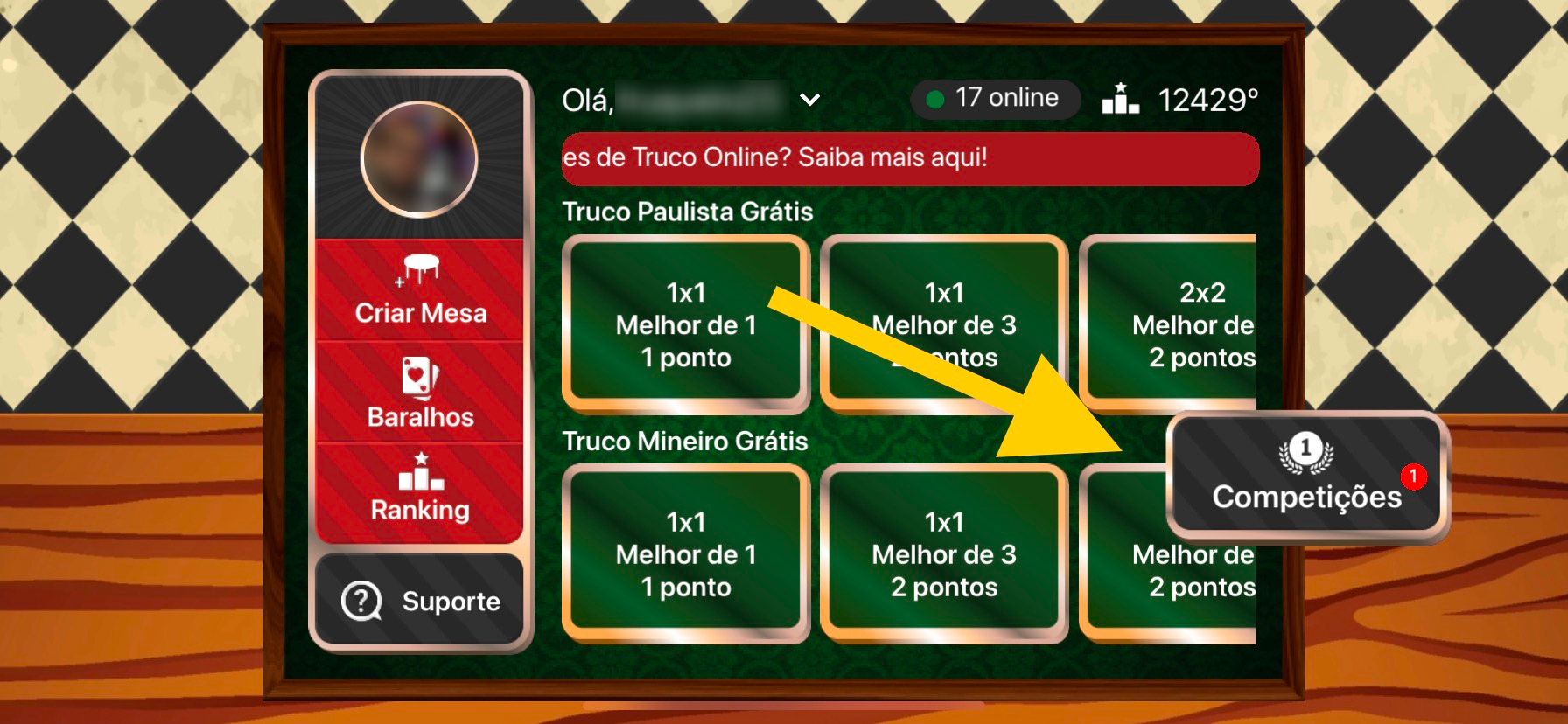 Truco paulista online jogando modo galera 